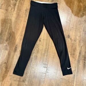 Nike Kids Black Leggings with White Swoosh